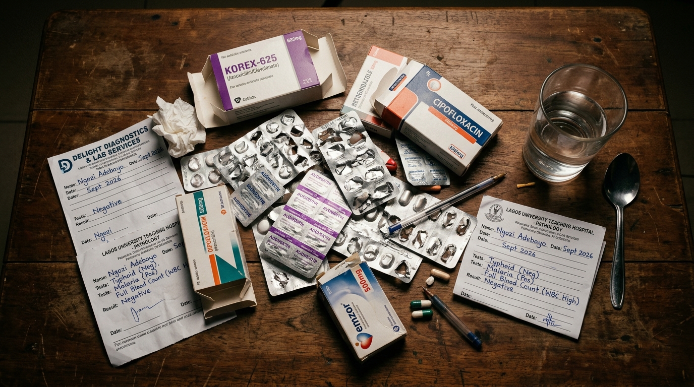 Medical receipts and drug prescriptions representing failed treatments